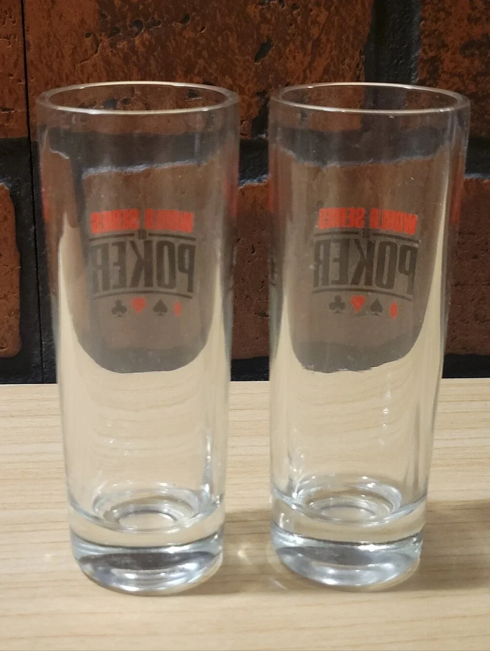 Pair of World Series of Poker Tall Shot Glasses